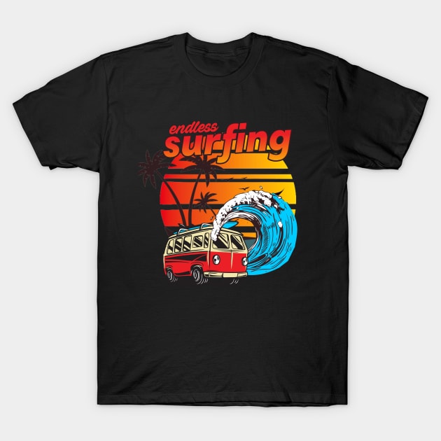 Endless Surfing | Summer Vacation T-Shirt by EdSan Designs